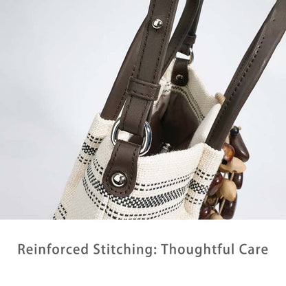 Striped Linen Ethnic Handbag Crossbody Bag