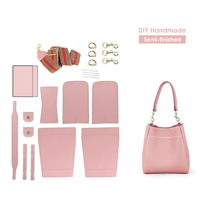 HANDSEWGIFT Women Bucket Bag Top Grain Leather DIY Kit