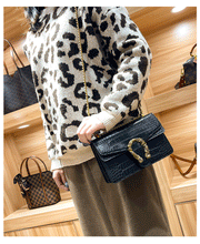 Load image into Gallery viewer, Crocodile Pattern Faux Leather Chain Bag Woman Shoulder Bag
