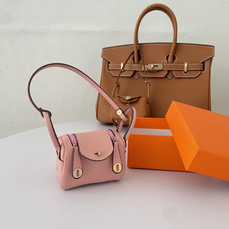 Iconic Inspired Mini Lindi Handbag Charm Vegan Leather Earphone Storage Bag