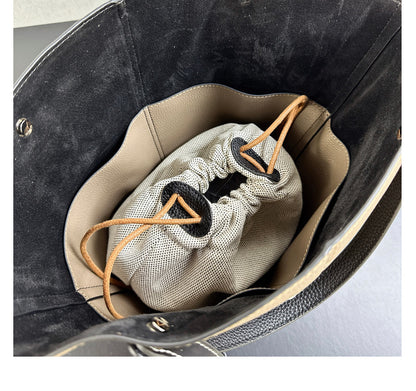 Top Grain Leather Bucket Bag Tote Bag Woman