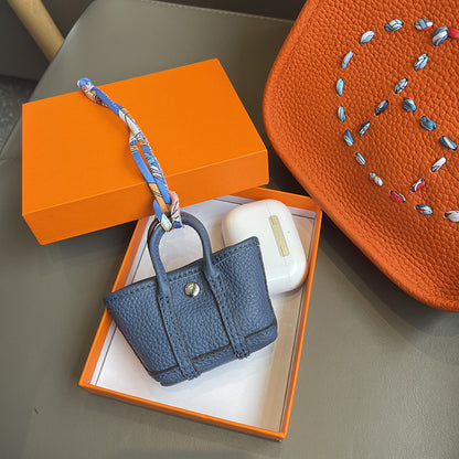 Top Grain Leather Inspired Mini Garden Party Bag Charm Holder for AirPods Pro