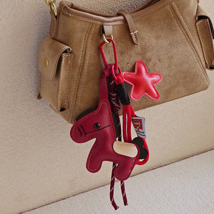 Horse Bag Charm PU Leather Keychain