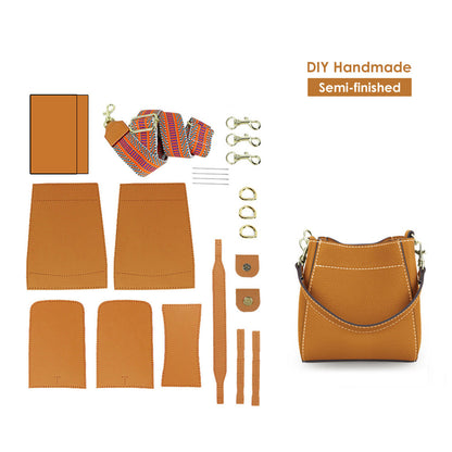 HANDSEWGIFT Women Bucket Bag Top Grain Leather DIY Kit