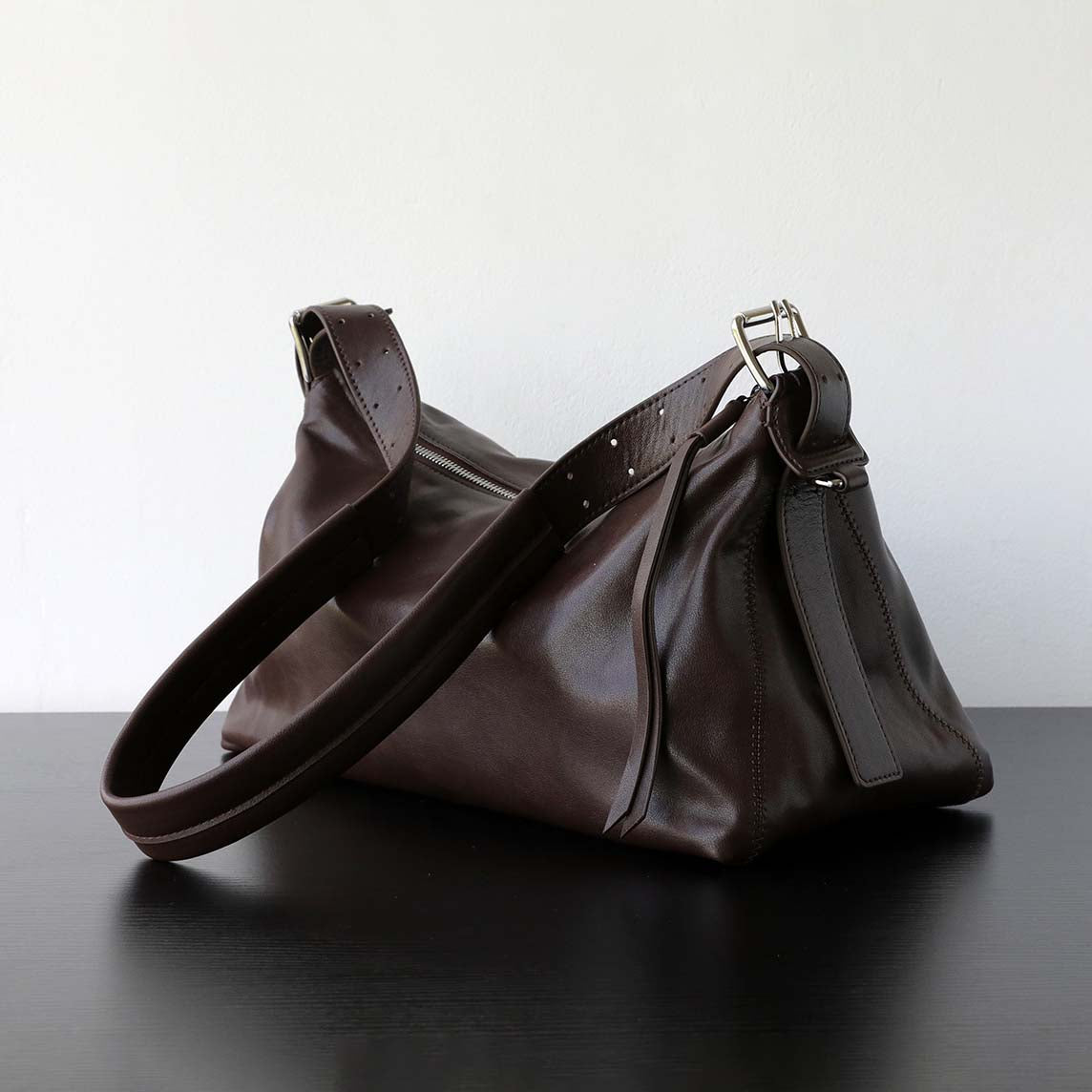 Vegetable Tanned Leather Hobo Bag