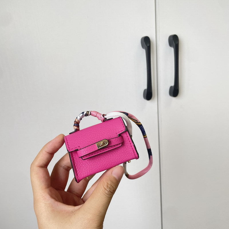 Inspired Mini Kelli Handbag Charm Vegan Leather Earphone Storage Bag
