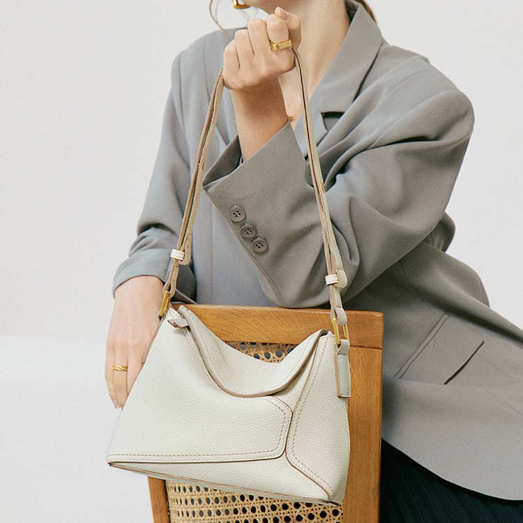 Genuine Leather Geometric Crossbody Bag for Woman