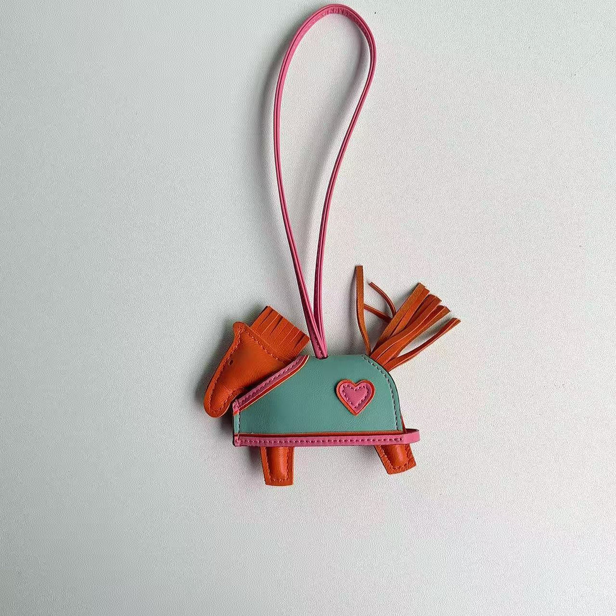 Horse Bag Charm Sheep Leather Keychain