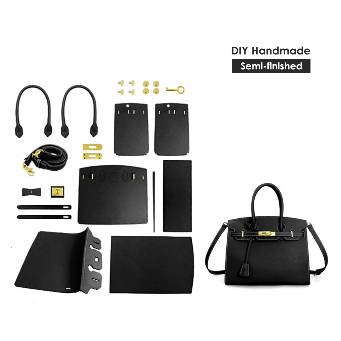 HANDSEWGIFT Top Grain Leather Sellier Platinum Bag DIY Kit