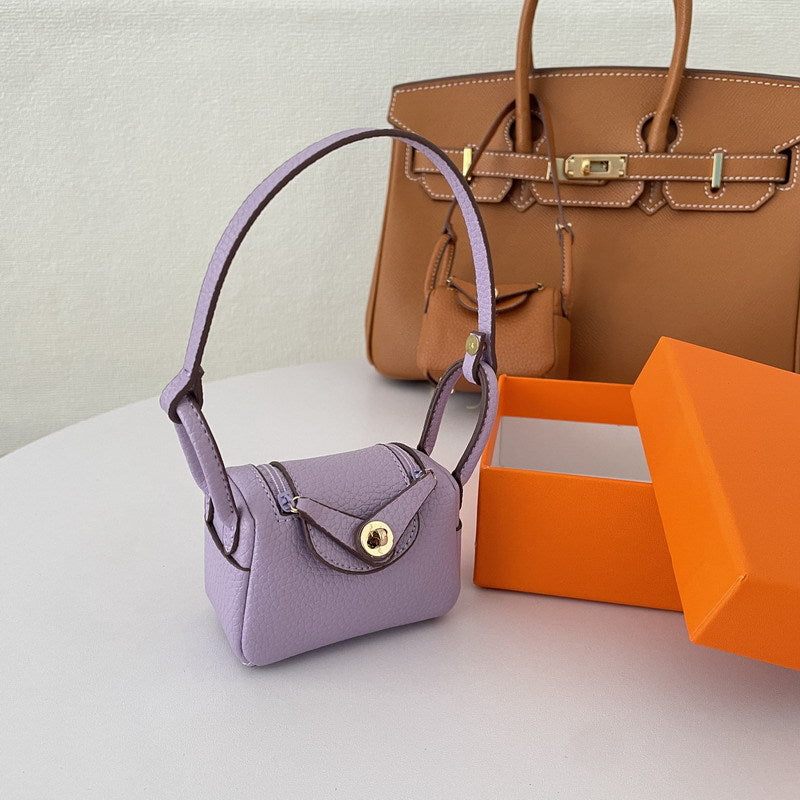Iconic Inspired Mini Lindi Handbag Charm Vegan Leather Earphone Storage Bag
