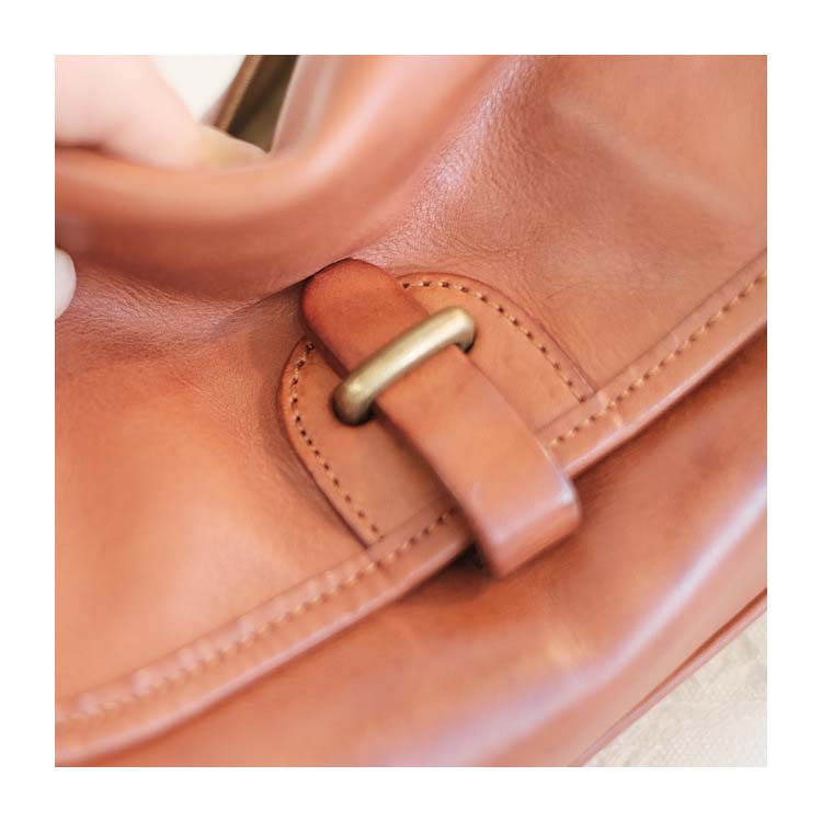 Vegetable Tanned Leather Messenger Bag Small Square Purse