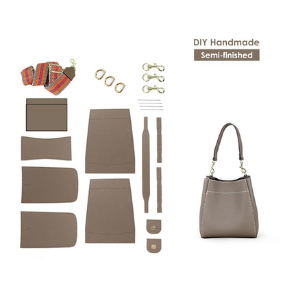 HANDSEWGIFT Women Bucket Bag Top Grain Leather DIY Kit