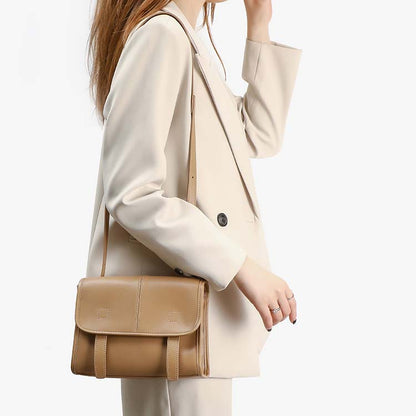 Retro Top-Grain Cowhide Mini Crossbody Bag - Vintage Genuine Leather Small Square Satchel for Women