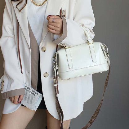 Vegetable-tanned Leather Boston Bag | Cowhide Crossbody Handbag