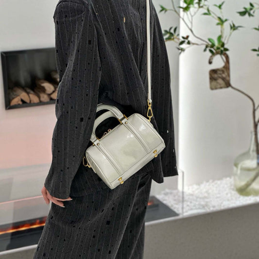 Retro Leather Boston Barrel Bag | Compact & Chic