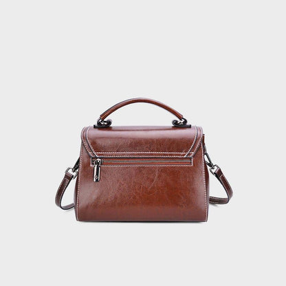Genuine Leather Handbag - Top Grain Cowhide Square Bag