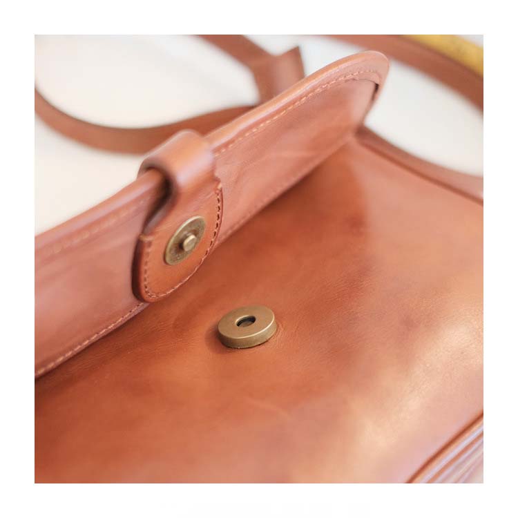 Vegetable Tanned Leather Messenger Bag Small Square Purse