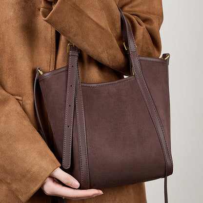 Vintage Suede Leather Tote | Large Capacity Commuter Bag
