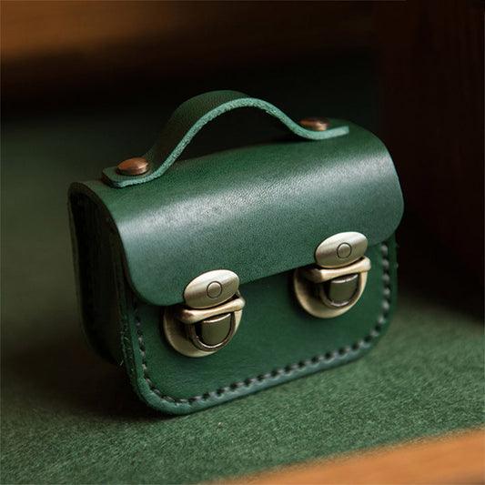 Vegetable Tanned Leather Mini Satchel Bag Charm Handsewn | Presale