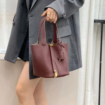 Top Grain Leather Inspired Mini Pictin Tote Bag New Color