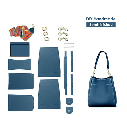HANDSEWGIFT Women Bucket Bag Top Grain Leather DIY Kit