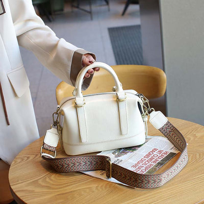 Vegetable-tanned Leather Boston Bag | Cowhide Crossbody Handbag