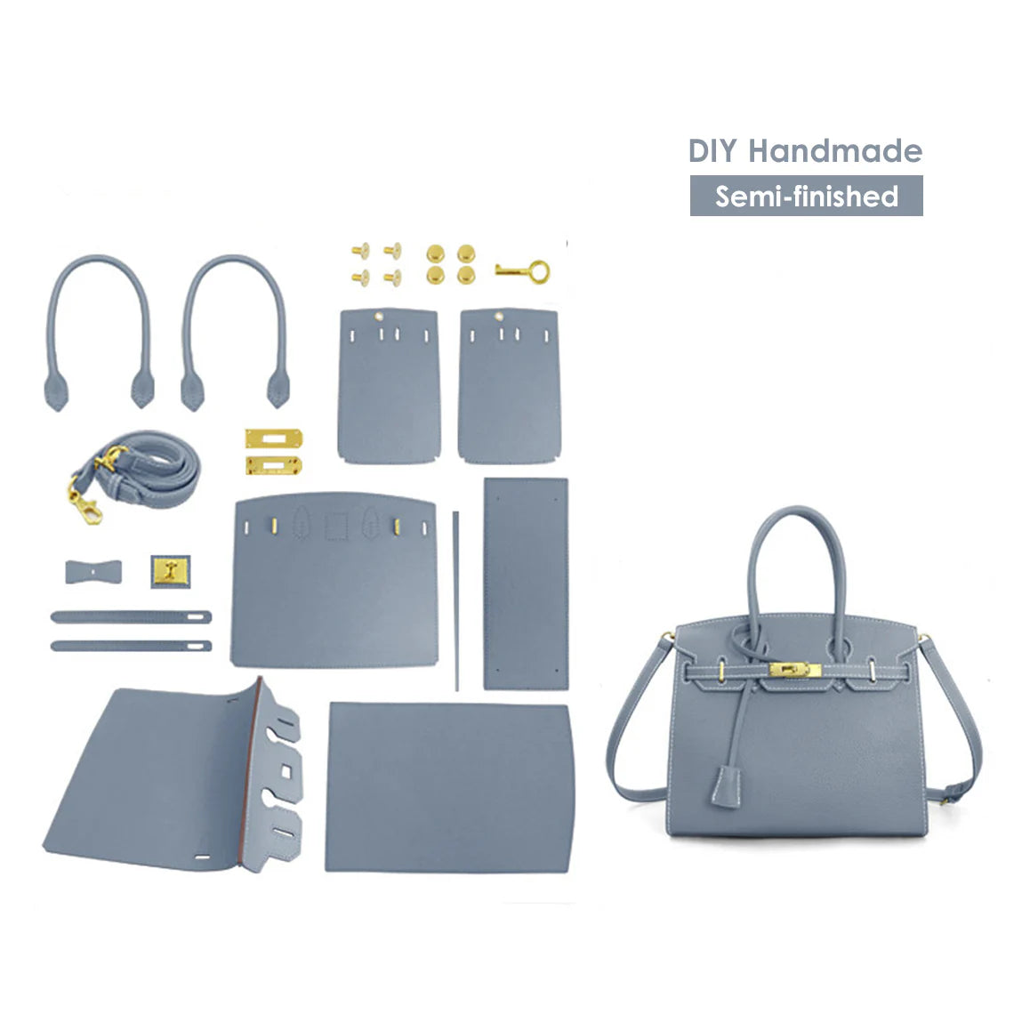 HANDSEWGIFT Top Grain Leather Sellier Platinum Bag DIY Kit