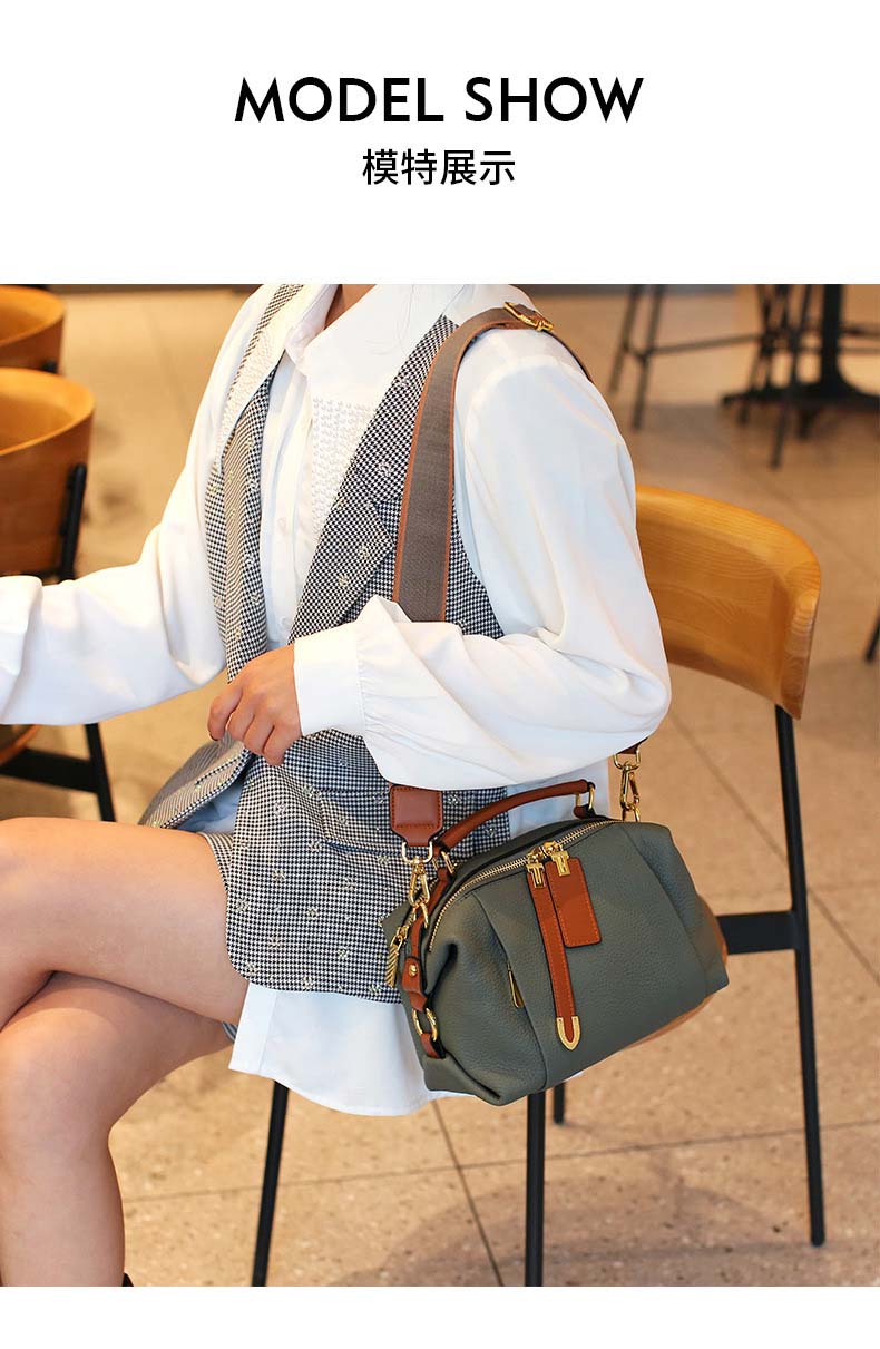Togo Leather Boston Bag | Cowhide Crossbody Satchel