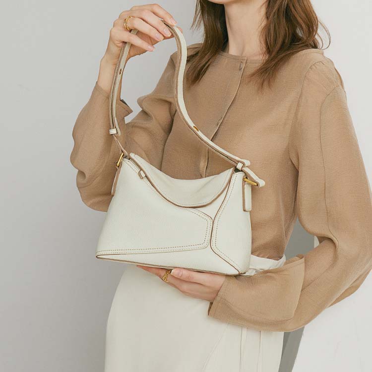 Genuine Leather Geometric Crossbody Bag for Woman