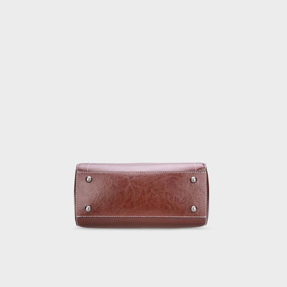 Genuine Leather Handbag - Top Grain Cowhide Square Bag
