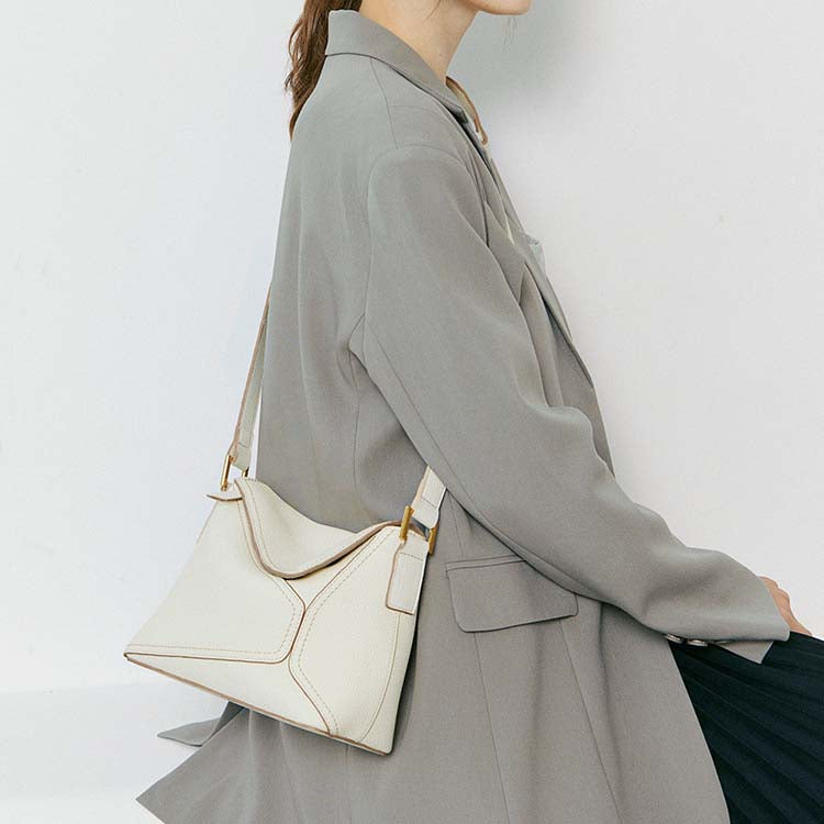 Genuine Leather Geometric Crossbody Bag for Woman