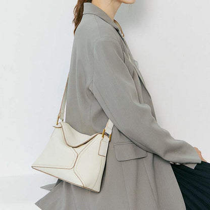 Genuine Leather Geometric Crossbody Bag for Woman