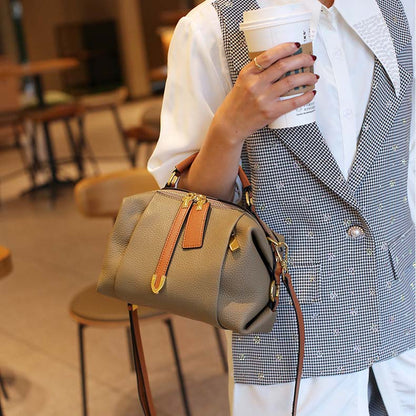 Togo Leather Boston Bag | Cowhide Crossbody Satchel