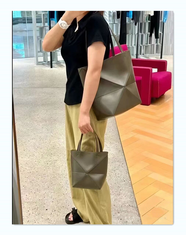 Top Grain Leather Inspired Puzzle Fold Tote Bag