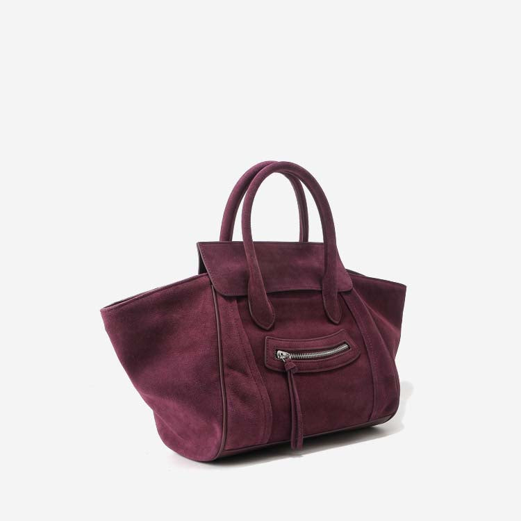 Large Capacity Suede Smile Handbag in Retro Street Style