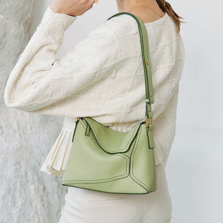 Genuine Leather Geometric Crossbody Bag for Woman