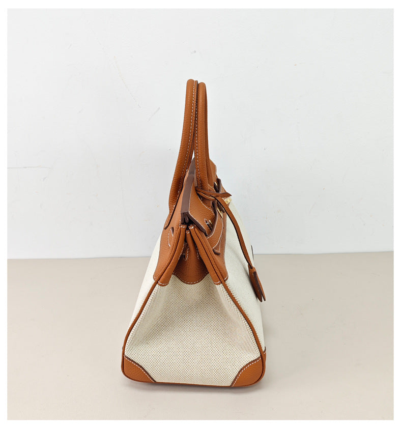 Inspired Berkin Toile Bag Canvas & Togo Leather Handbags