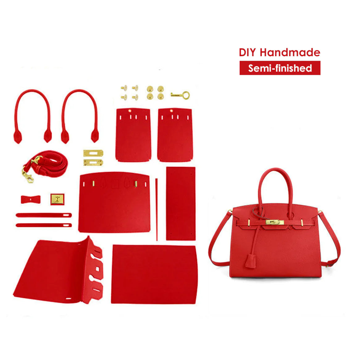 HANDSEWGIFT Top Grain Leather Sellier Platinum Bag DIY Kit