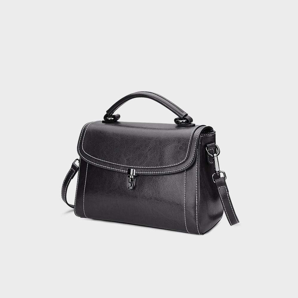 Genuine Leather Handbag - Top Grain Cowhide Square Bag
