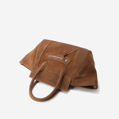 Large Capacity Suede Smile Handbag in Retro Street Style