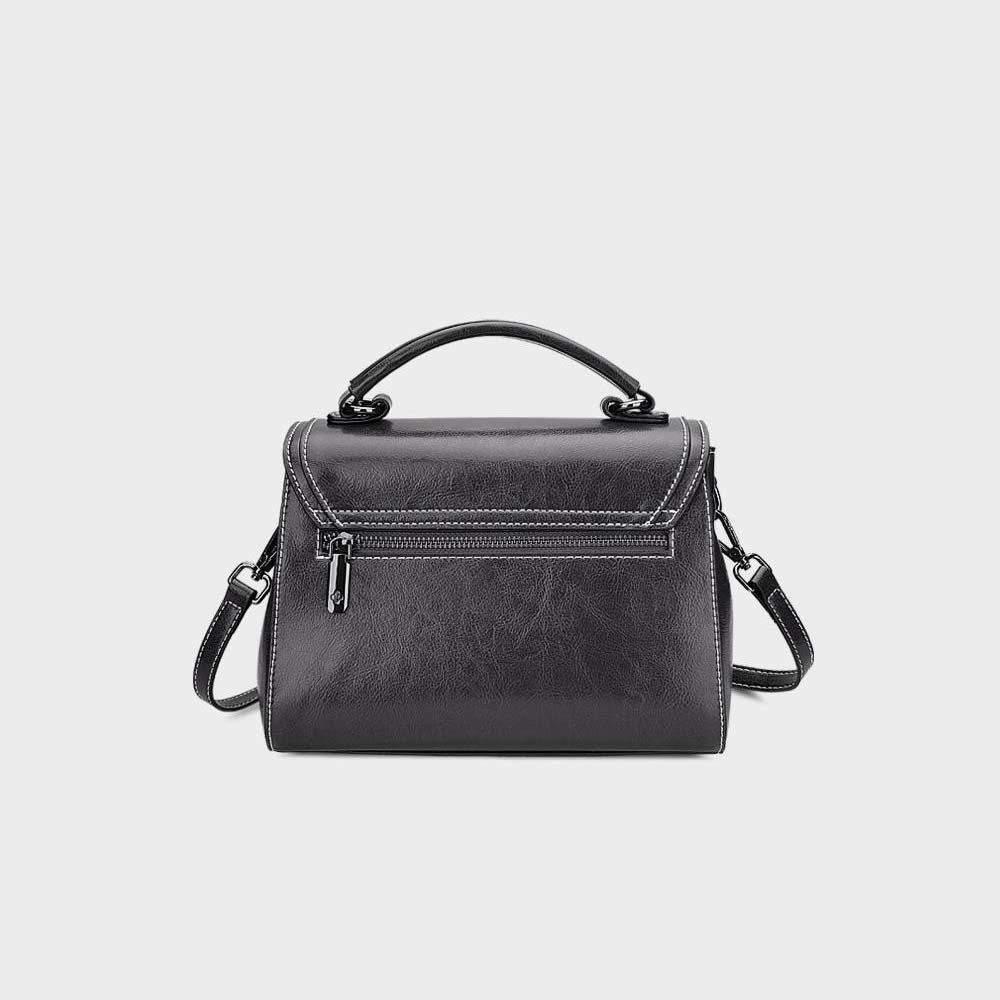 Genuine Leather Handbag - Top Grain Cowhide Square Bag