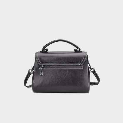Genuine Leather Handbag - Top Grain Cowhide Square Bag