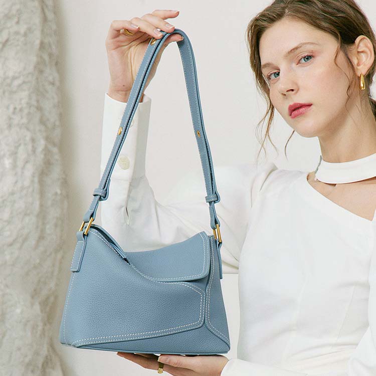 Genuine Leather Geometric Crossbody Bag for Woman