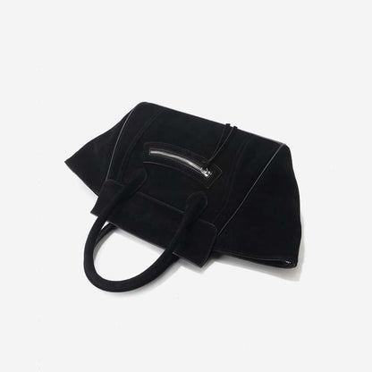 Large Capacity Suede Smile Handbag in Retro Street Style