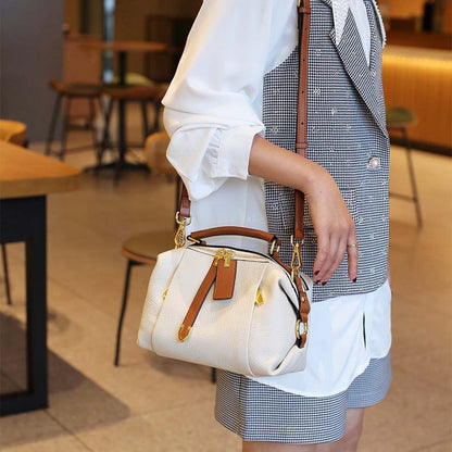 Togo Leather Boston Bag | Cowhide Crossbody Satchel