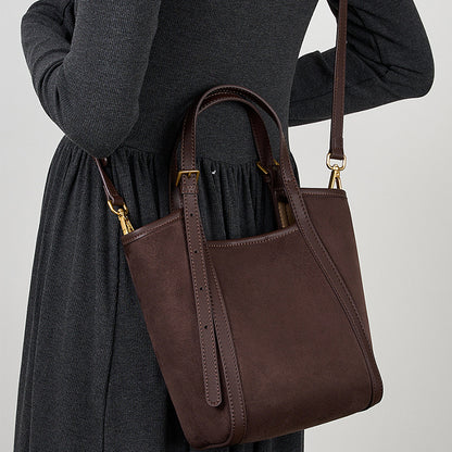 Vintage Suede Leather Tote | Large Capacity Commuter Bag