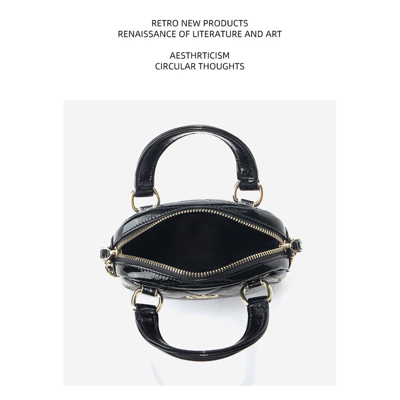 Top Grain Leather Chain Bag Black Bag