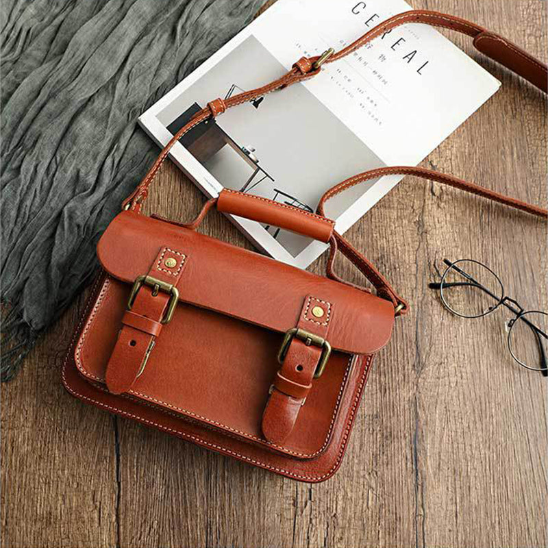 Vegetable Tanned Leather Unisex Messenger Bag