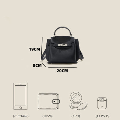 Minimalist Shoulder Bag Top Grain Leather Handbag in Silver Hardware