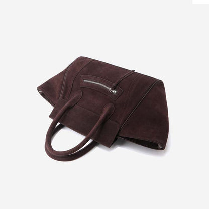 Large Capacity Suede Smile Handbag in Retro Street Style